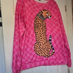 Pink Sweatshirt with Cheetah Design